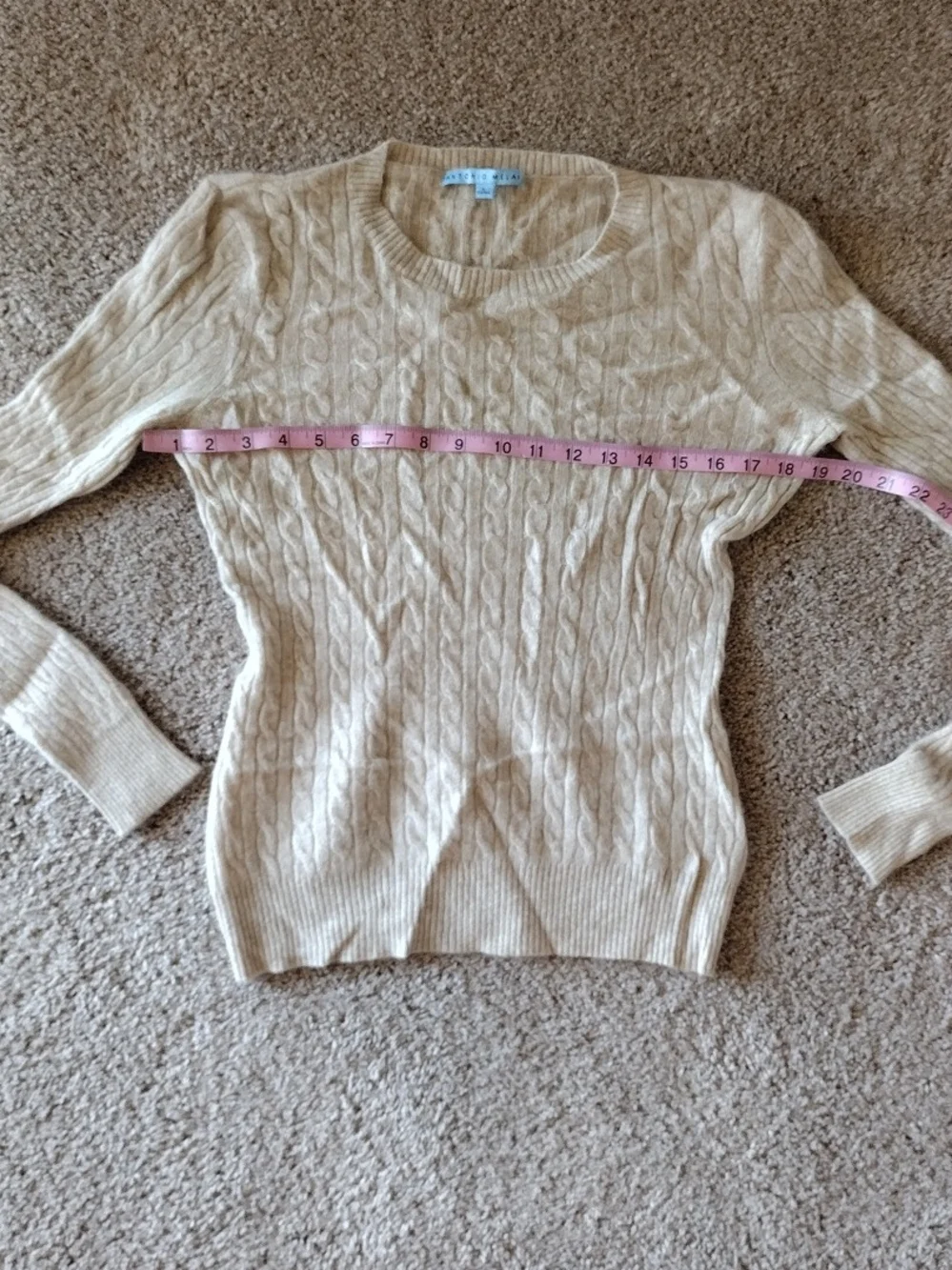 Antonio Melani Cashmere Beige Cable Knit Women's Sweater L - Picture 16 of 16